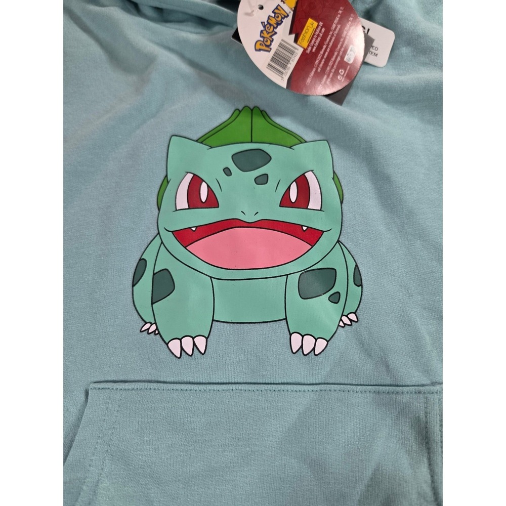 Pokemon Bulbasaur Kids Graphic Hoodie Aqua Blue Fleece Sweatshirt Size 7/8 NWT - Picture 2 of 8